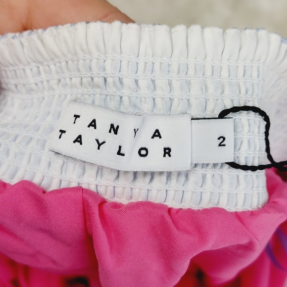 New Tanya Taylor Virginia Off the Shoulder Pink Aymmetric Floral Dress P6428 - Picture 7 of 11